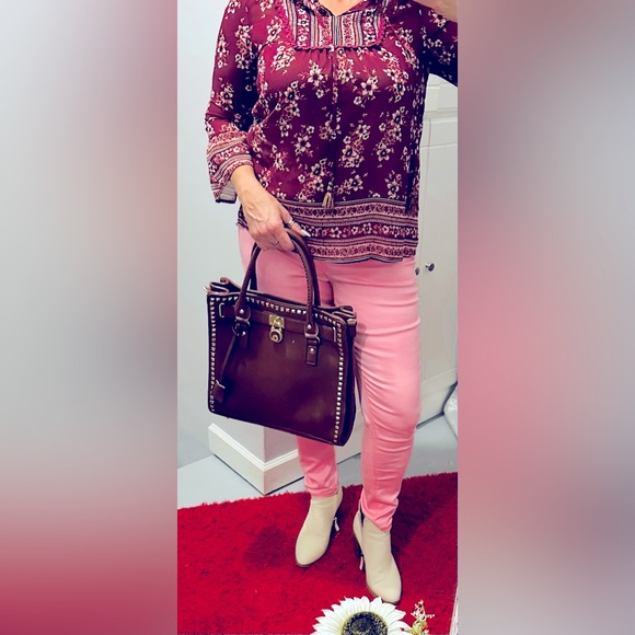 RICH BROWN TOTE BAG~ RUBY BLUE COUTURE - Picture 4 of 8